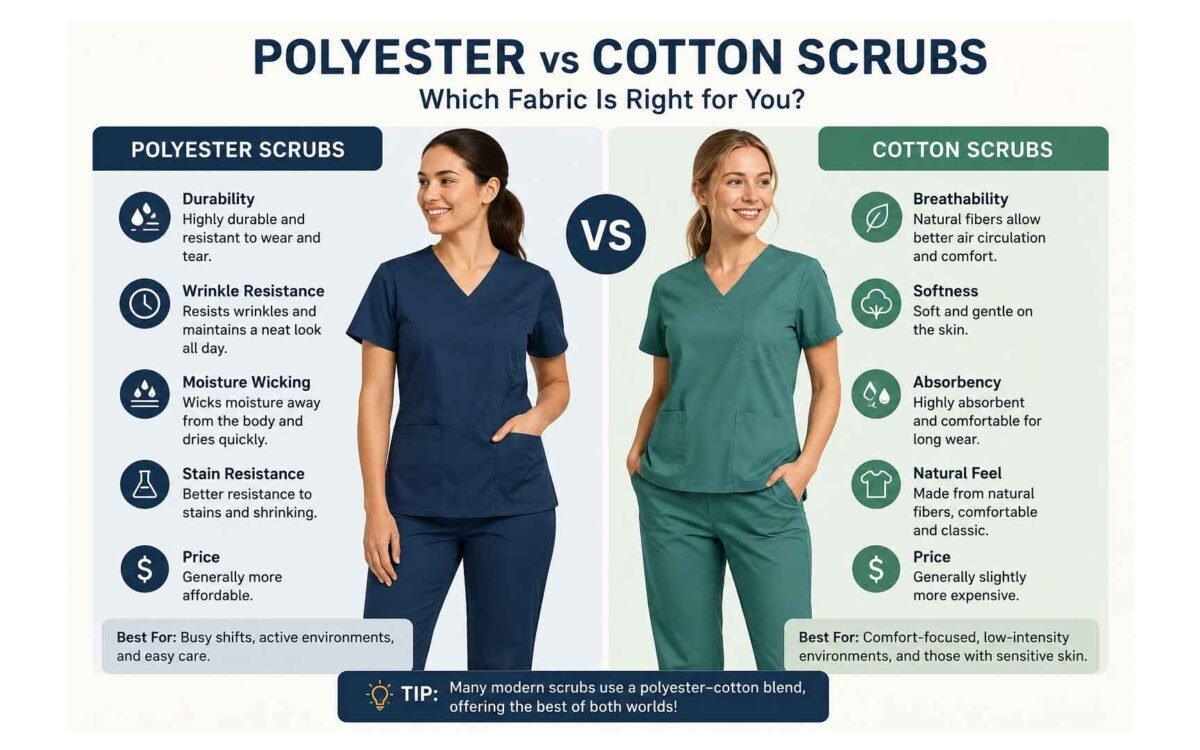 Polyester vs Cotton Scrubs: Which Fabric Is Better for Medical Uniforms?