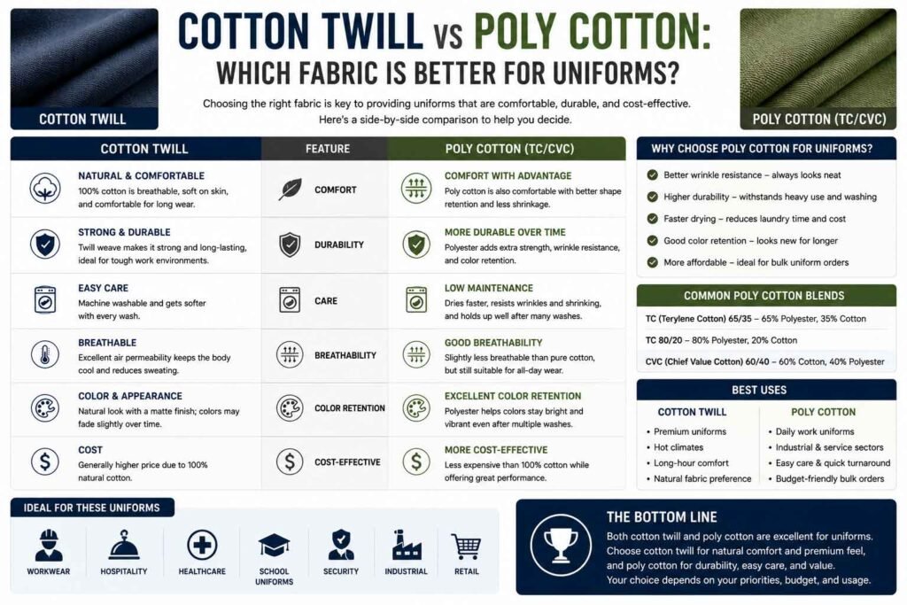 Cotton Twill vs Poly Cotton