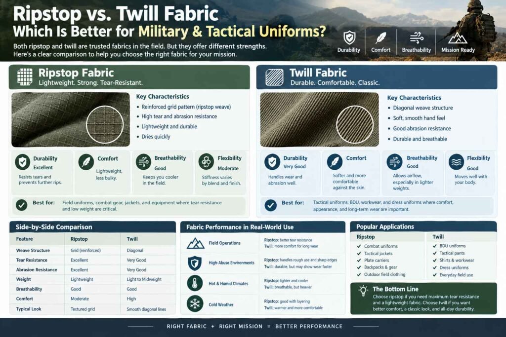 Ripstop vs Twill for Military and Tactical Uniforms