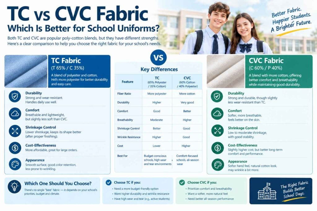 TC vs CVC Fabric for School Uniforms