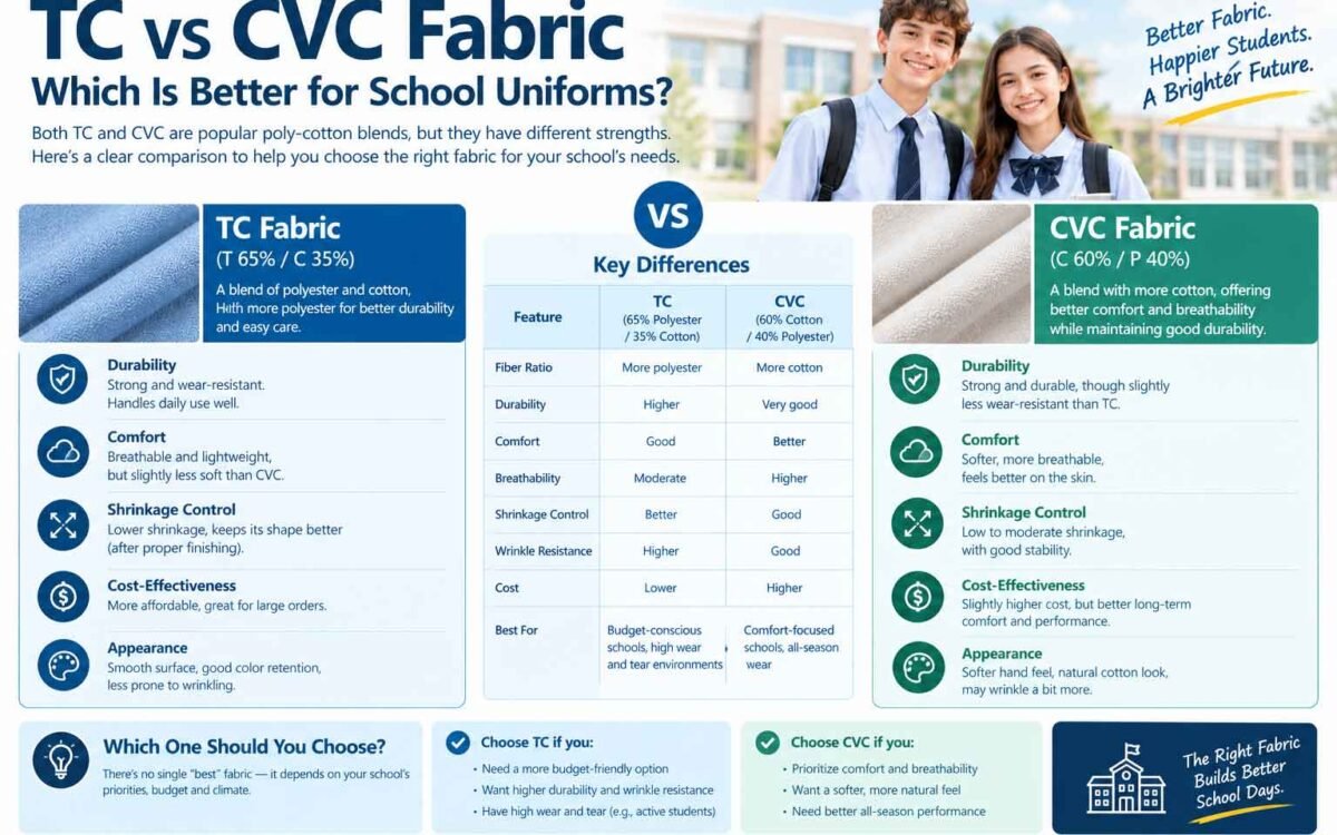 TC vs CVC Fabric for School Uniforms: Which Blend is Best?