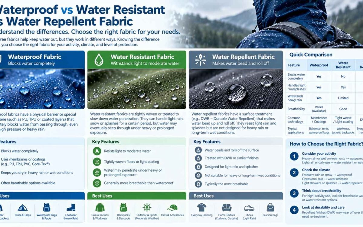 Waterproof vs Water Resistant vs Water Repellent Fabric: Understanding the Key Differences